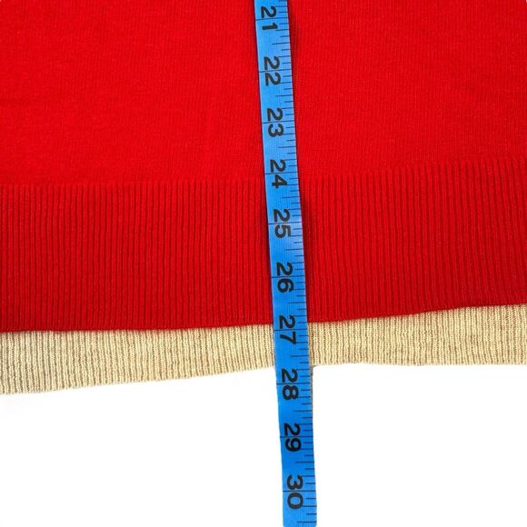 J.Crew Sweater Womens SZ L Bright Red Orange Color Block Wool Side Button Preppy - Picture 10 of 12